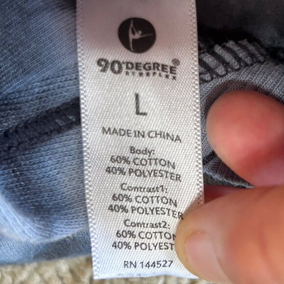 90 Degree Cropped Long Sleeve Blue Tie-Dye Hooded Sweatshirt Woman Large 1601 - Picture 4 of 4